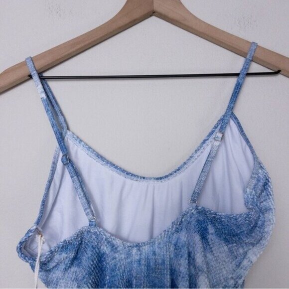 NWT Good American Always Fits One Piece Swimsuit 3/4 Indigo Tie Dye L/XL Stretch - Picture 8 of 9